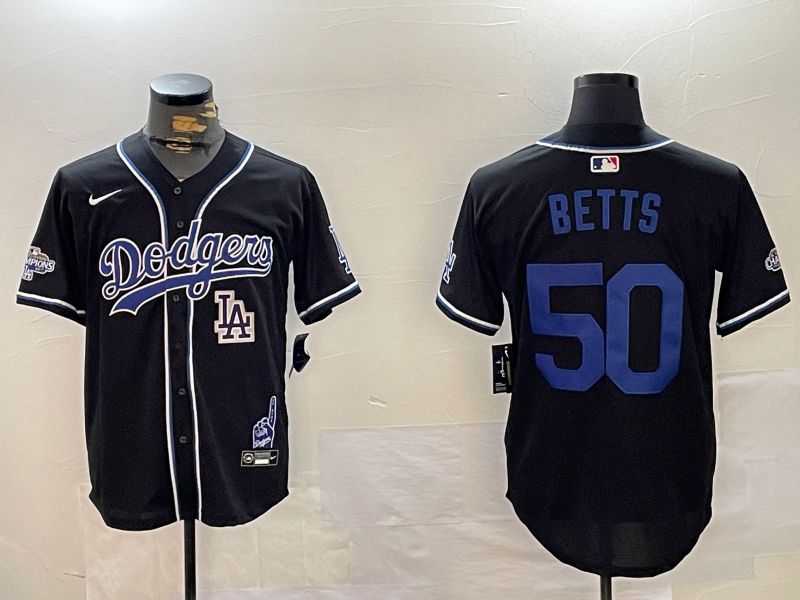 Men Los Angeles Dodgers #50 Betts Black Game 2024 Nike MLB Jersey style 12025